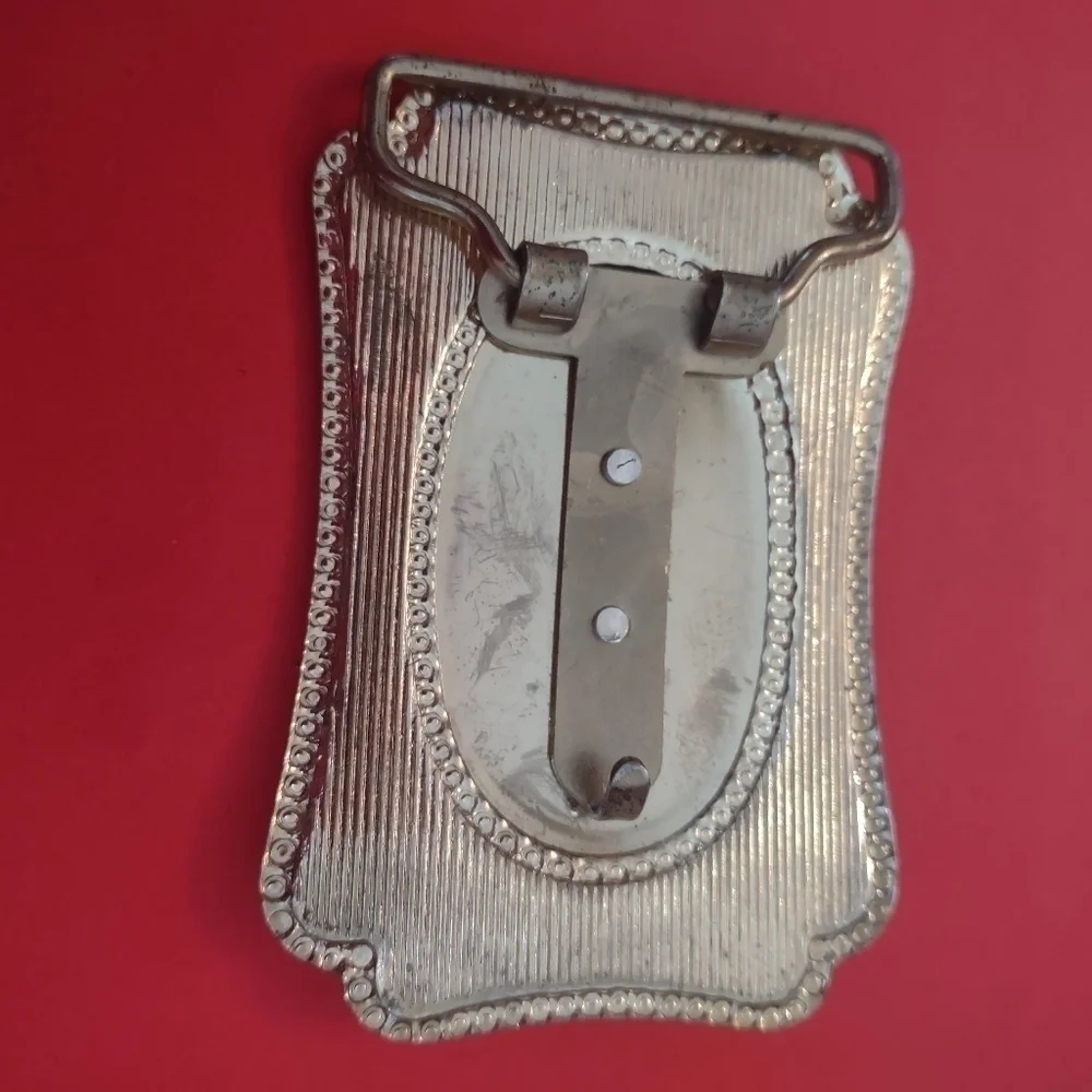 Vintage Covered Wagon Western Belt Buckle Silver Tone Pioneer Cowboy Stage coach